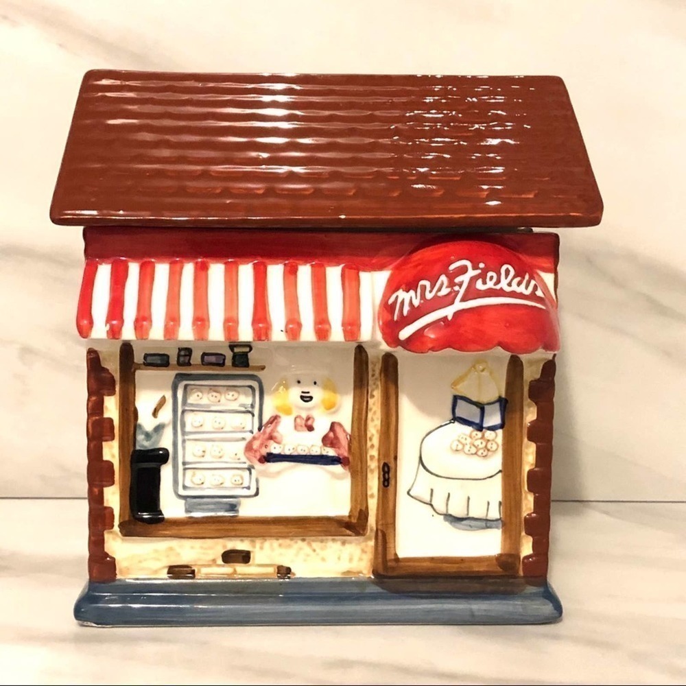 Mrs. Field Cookie Jar House Lid Bakery Vintage Rare Houseware Decor Collector